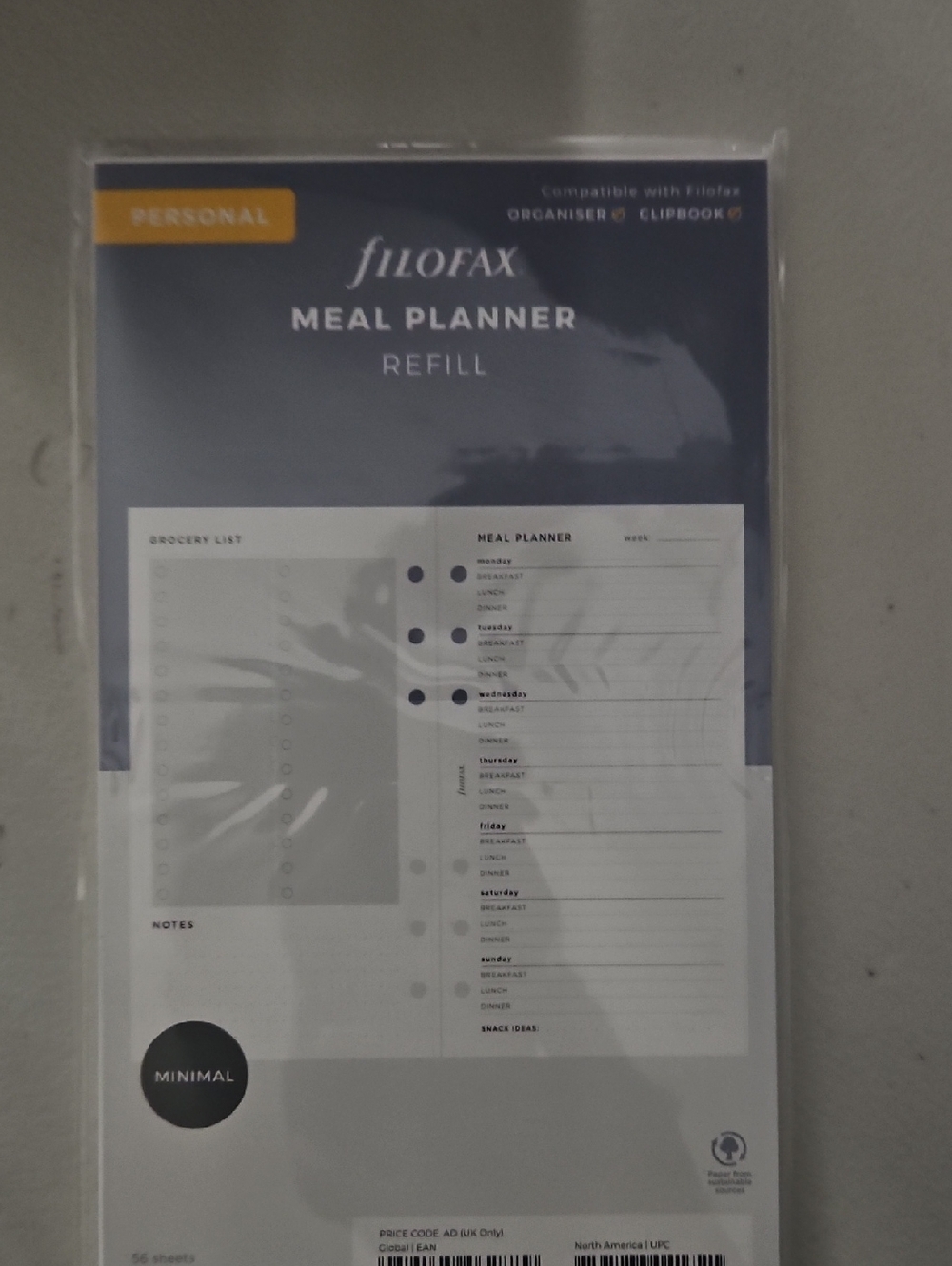 filoFAX Meal Planner Refill - Personal Size